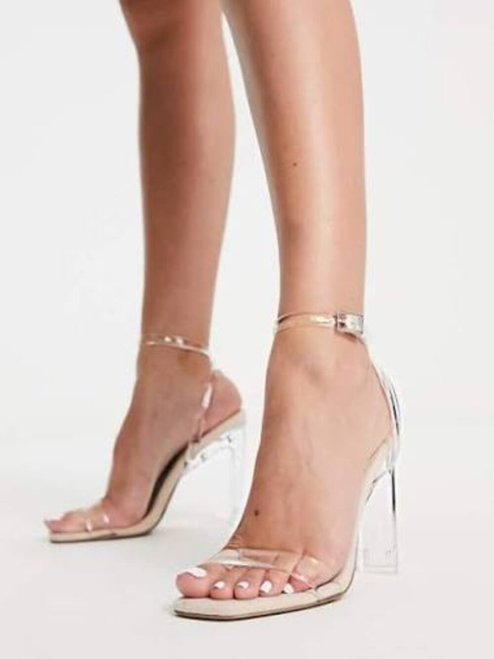 ASOS Beige Suede Sandals with Clear Straps Size 7